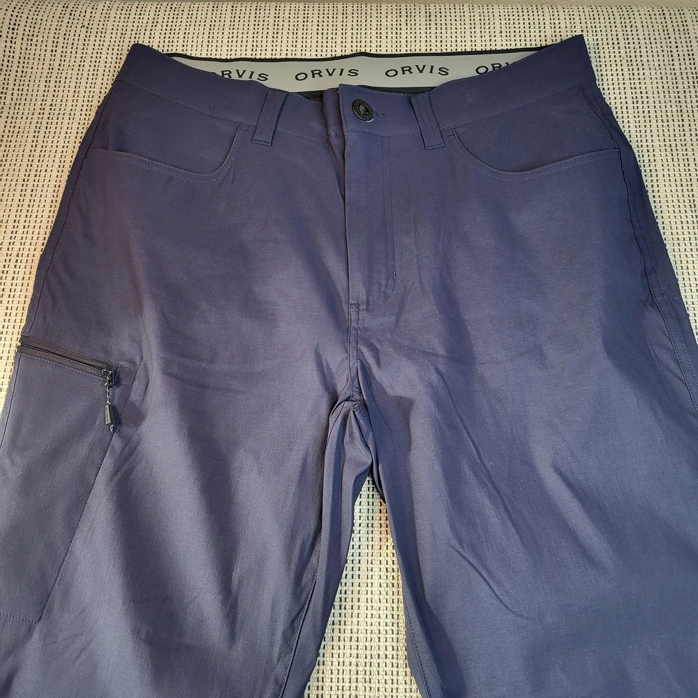 Orvis Pants Mens 34x32 Blue‎ Stretch Hiking Water Repellent Media Pocket Outdoor